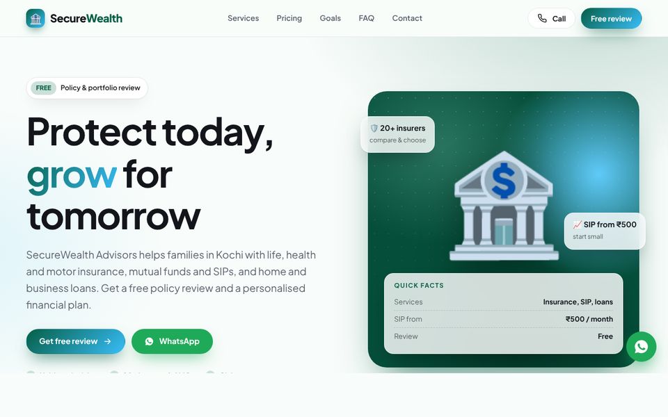 Finance & Insurance website demo preview: SecureWealth Advisors