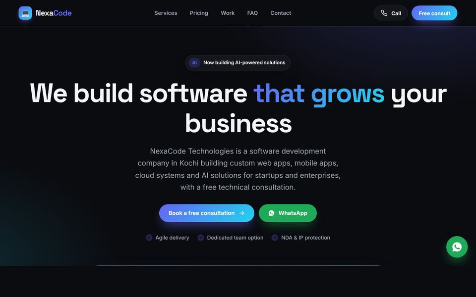 IT & Software website demo preview: NexaCode Technologies