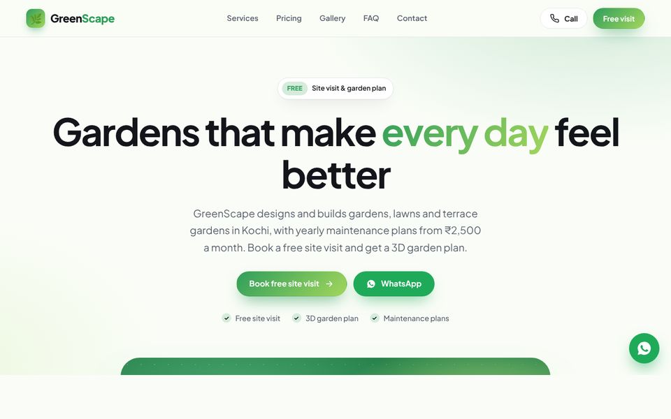 Landscaping & Gardens website demo preview: GreenScape Landscaping