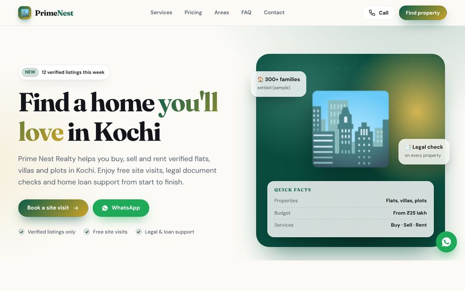 Real Estate website demo preview: Prime Nest Realty